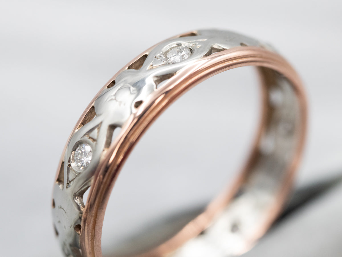 Vintage Two Tone Gold Diamond Flower Band