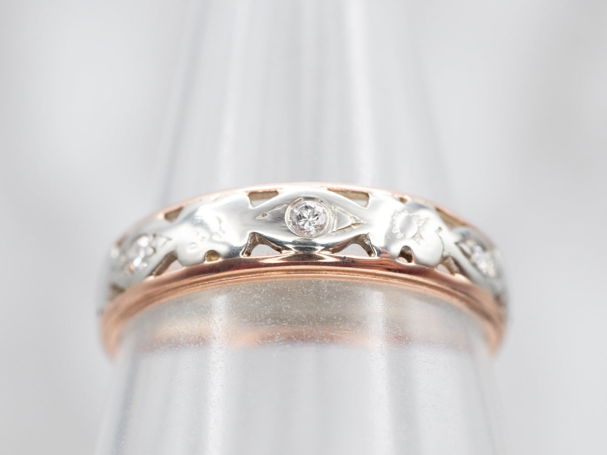 Vintage Two Tone Gold Diamond Flower Band