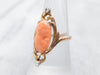 Art Nouveau Coral Cameo and Diamond Dinner Ring