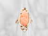Art Nouveau Coral Cameo and Diamond Dinner Ring