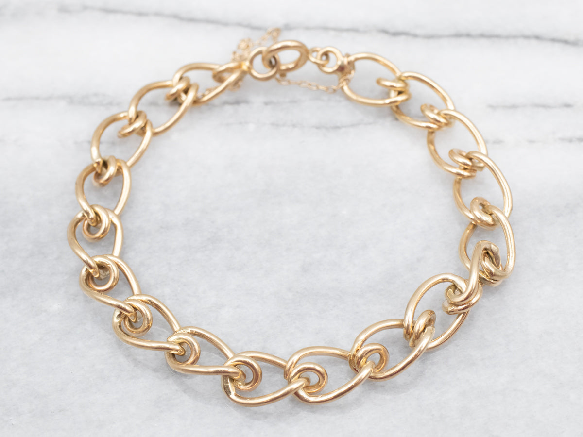Vintage Gold Curb Link Chain Bracelet