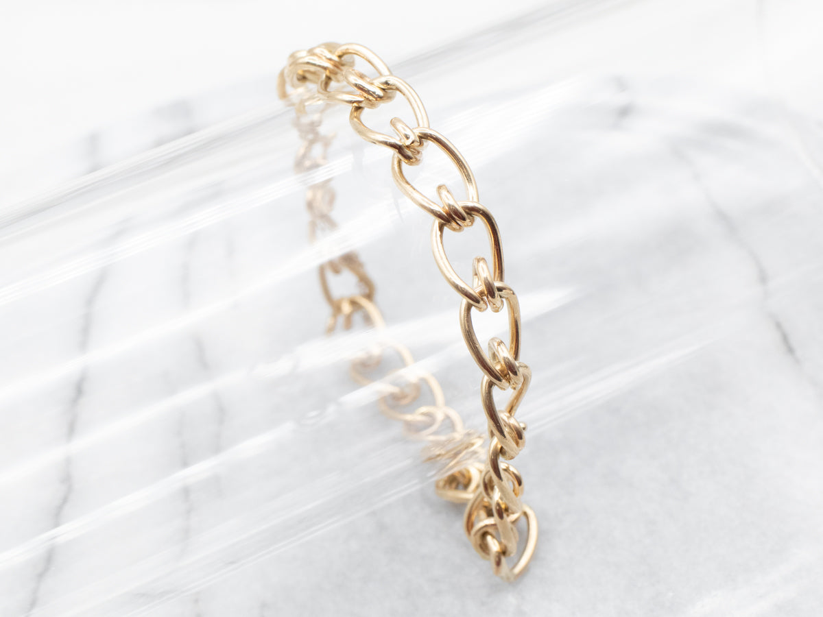 Vintage Gold Curb Link Chain Bracelet