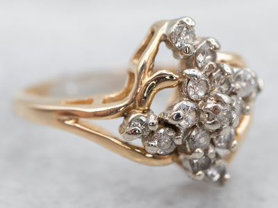 Vintage Two Tone Gold Diamond Cluster Ring