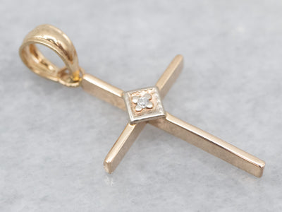 Vintage Gold Diamond Cross