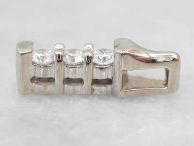Graceful White Gold Three Diamond Pendant