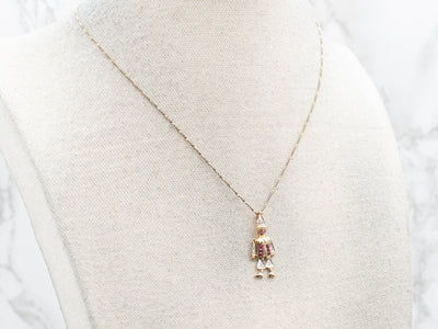 Intricate Two Tone Ruby and Diamond Clown Pendant
