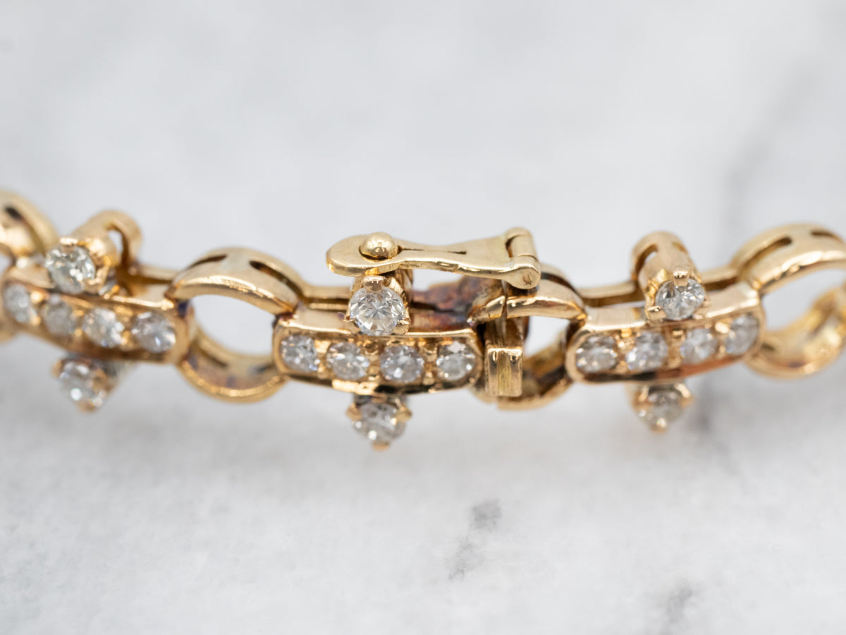 Elegant Yellow Gold Diamond Hinged Bangle Bracelet