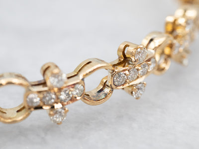 Elegant Yellow Gold Diamond Hinged Bangle Bracelet