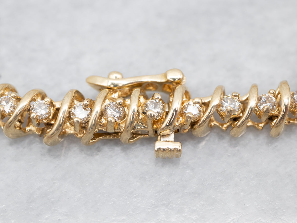 Classic Yellow Gold Diamond Tennis Bracelet
