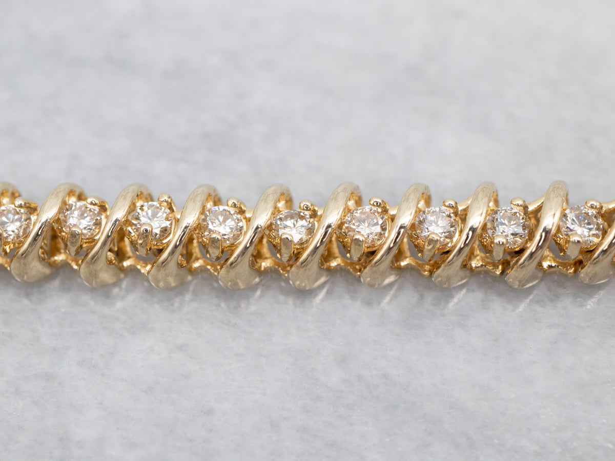 Classic Yellow Gold Diamond Tennis Bracelet