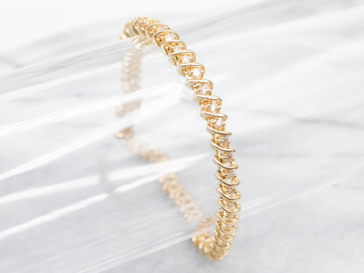 Classic Yellow Gold Diamond Tennis Bracelet