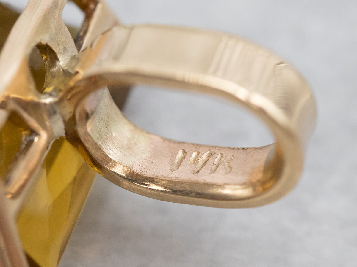 Unique Yellow Gold East West Citrine Solitaire Pendant