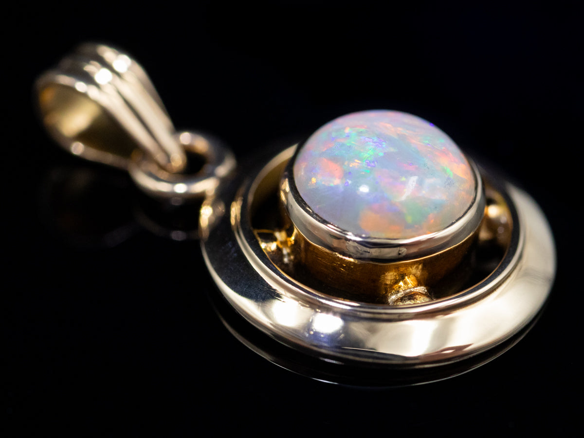 Yellow Gold Bezel Opal Pendant