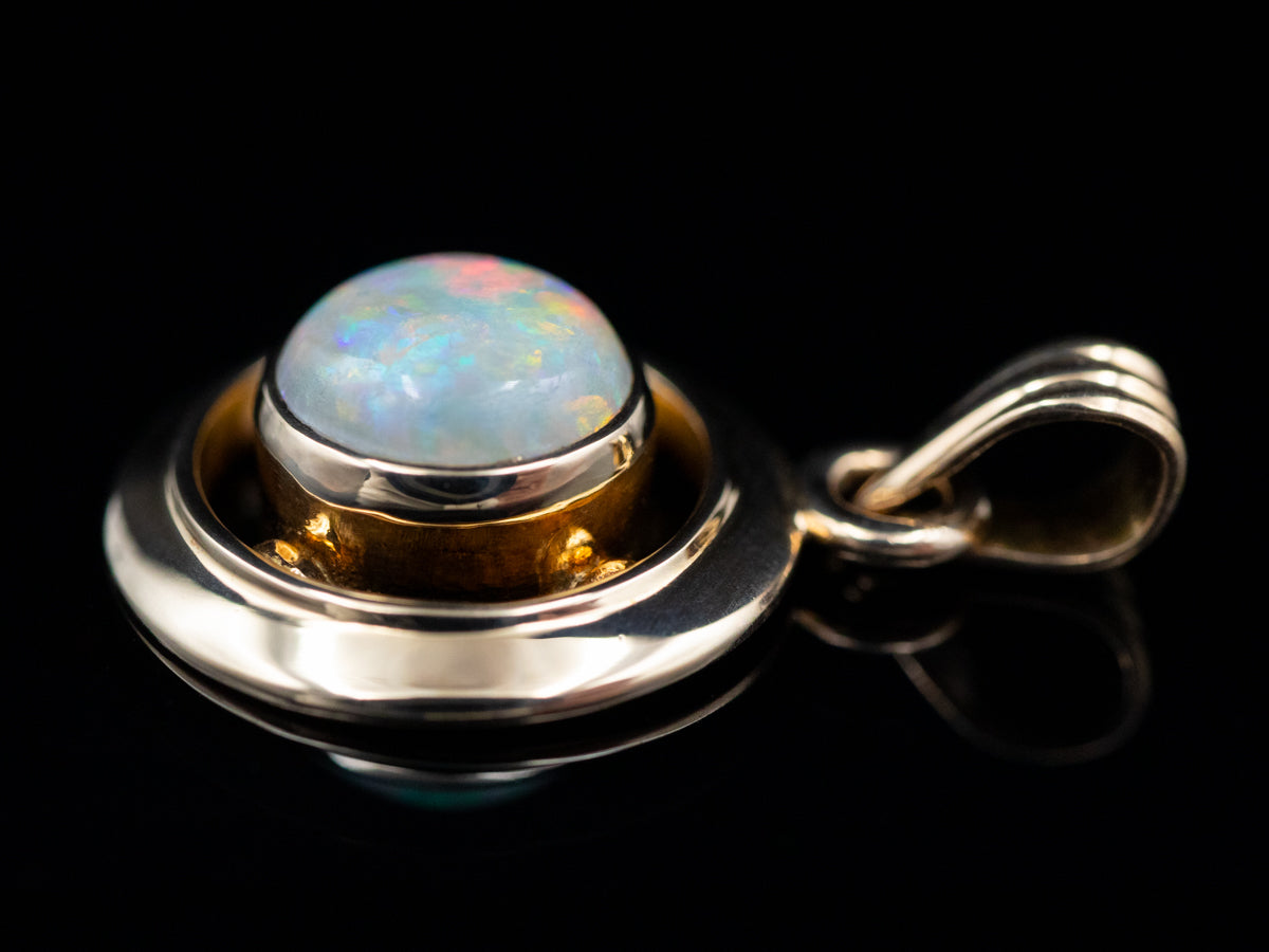 Yellow Gold Bezel Opal Pendant