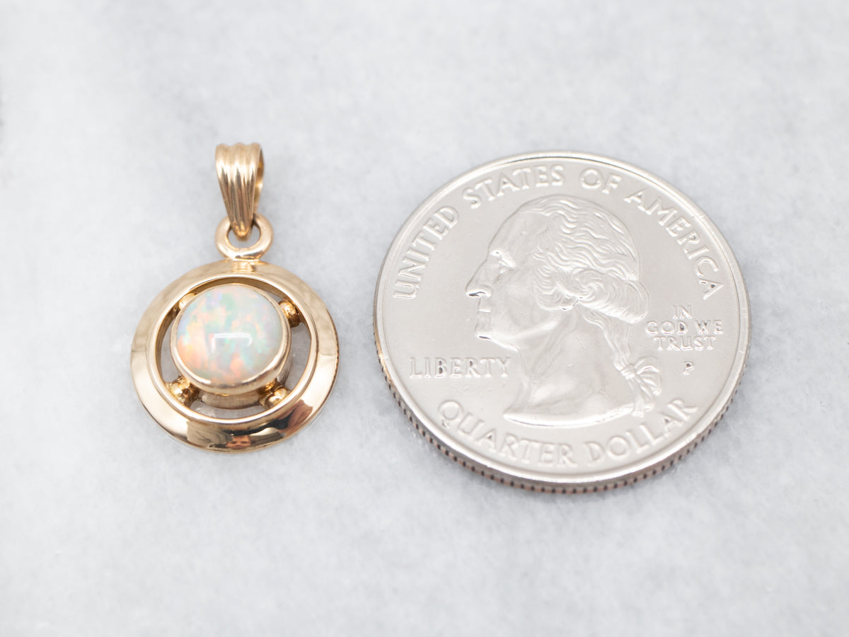 Yellow Gold Bezel Opal Pendant