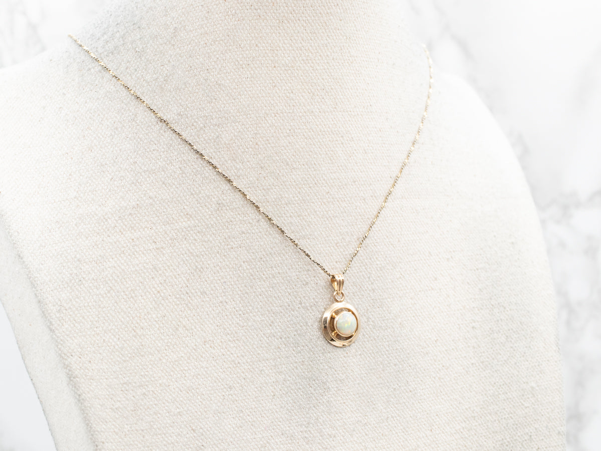 Yellow Gold Bezel Opal Pendant