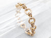 Sophisticated Yellow Gold Rope Ring Link Bracelet with Chunky Spring Ring Clasp
