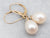 Yellow Gold Pearl Drop Earrings with Diamond Accents