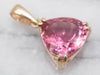 Yellow Gold Pink Tourmaline Solitaire Pendant