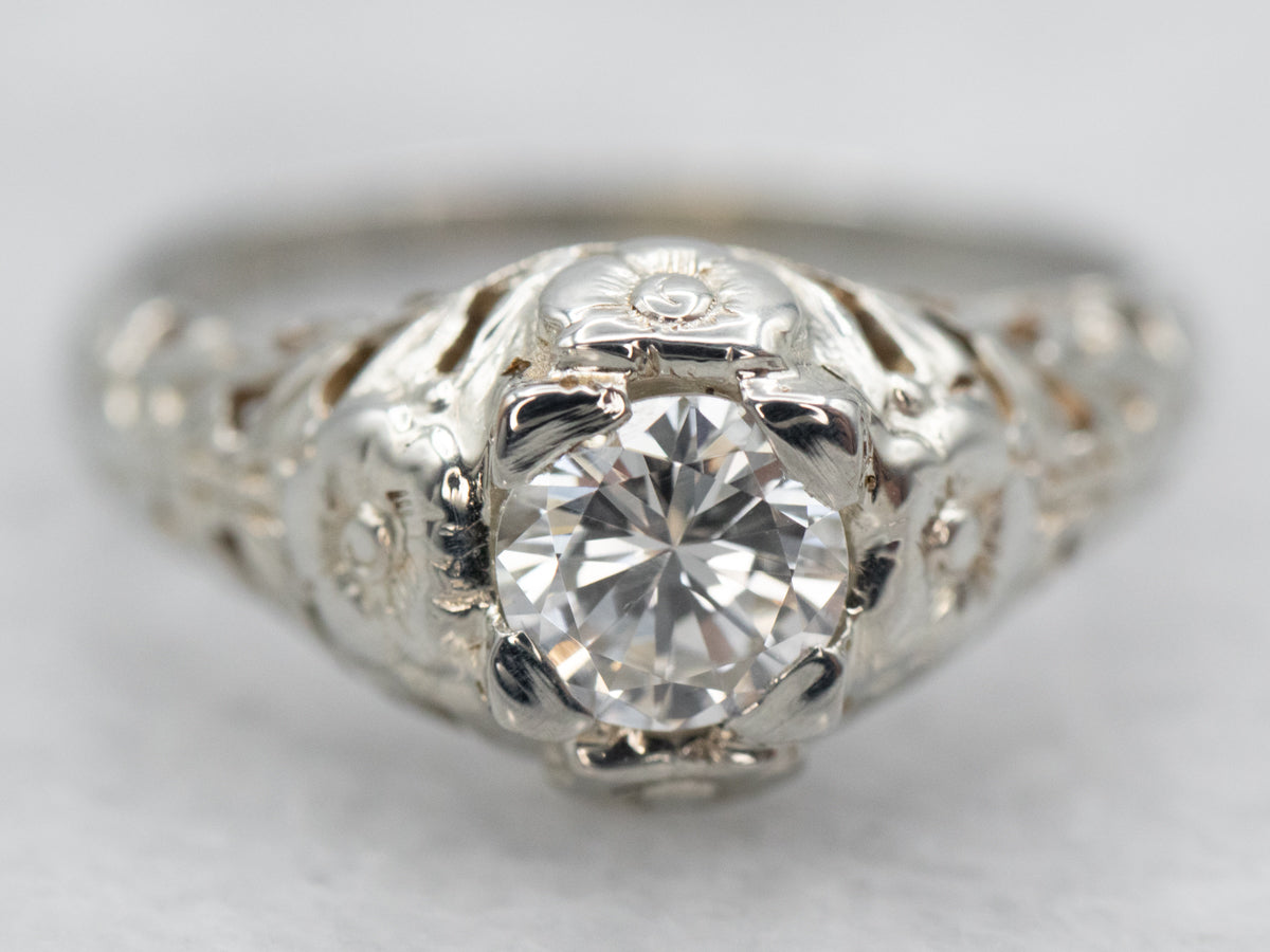 Art Deco Diamond Solitaire Engagement Ring