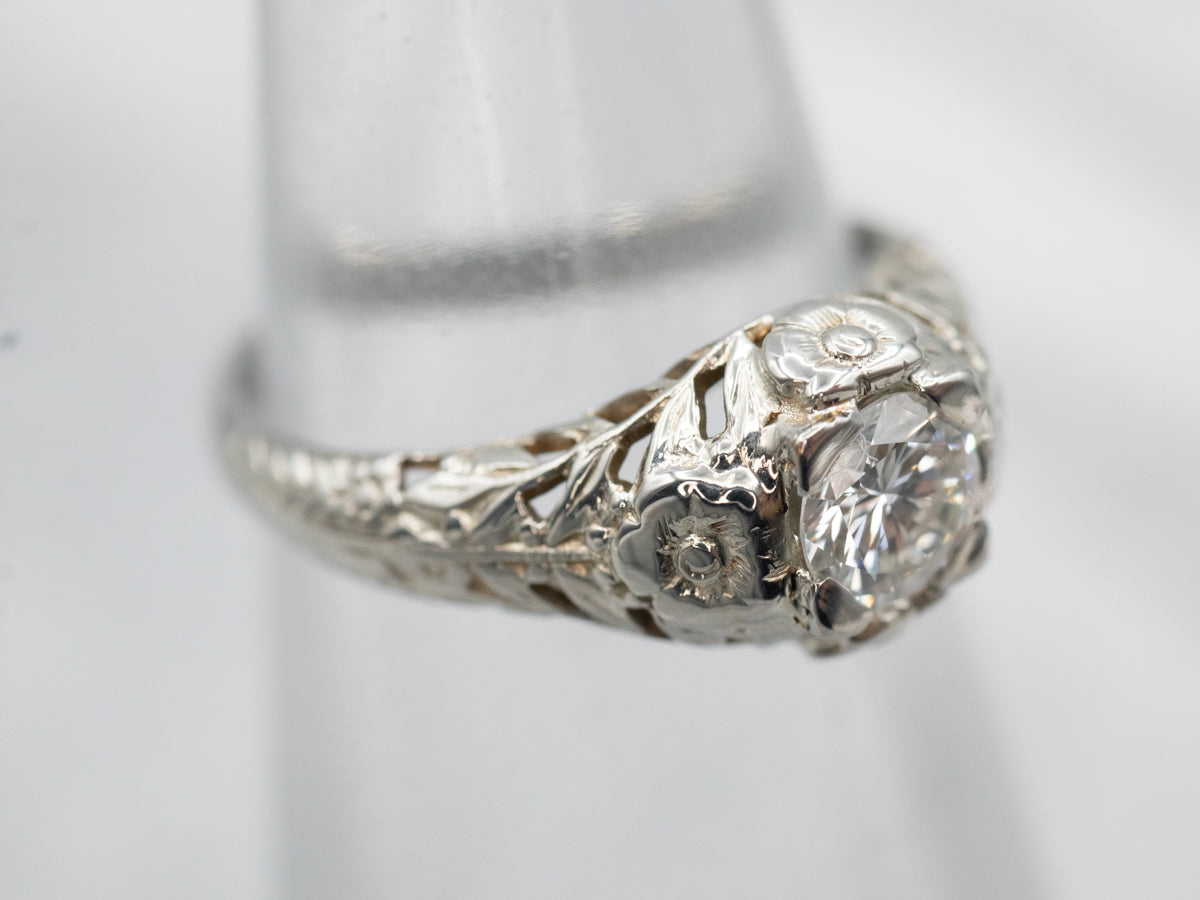 Art Deco Diamond Solitaire Engagement Ring