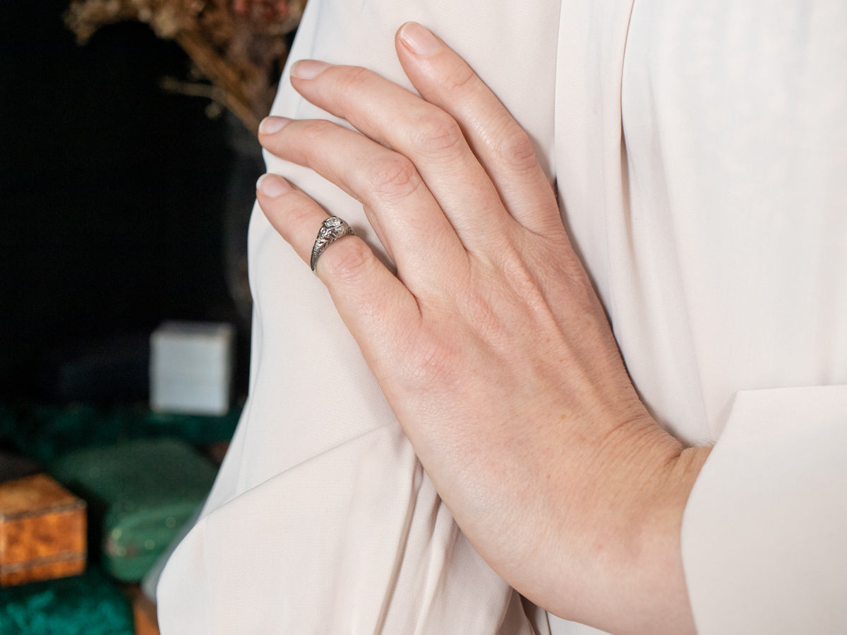 Art Deco Diamond Solitaire Engagement Ring