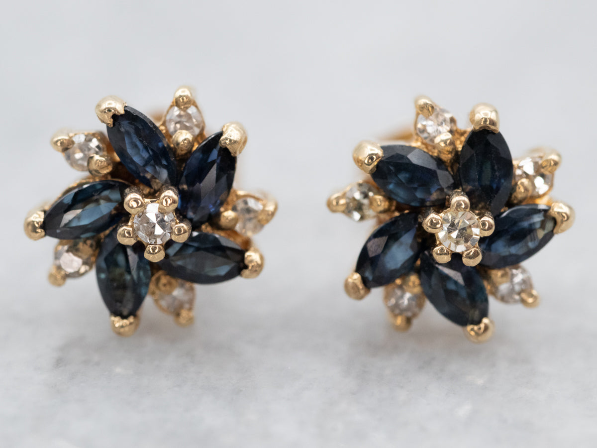 9ct Gold Black Sapphire And Diamond Dragon Stud Earrings in Black | Prouds
