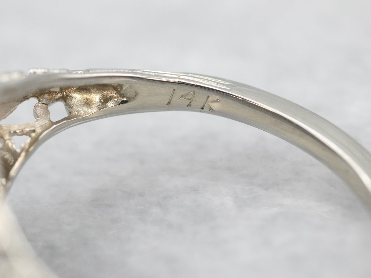 Anillo de compromiso Art Déco con diamantes y zafiro sintético