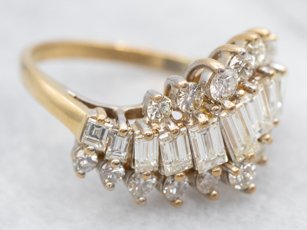 Vintage 18K-Gold Diamond Cocktail Ring