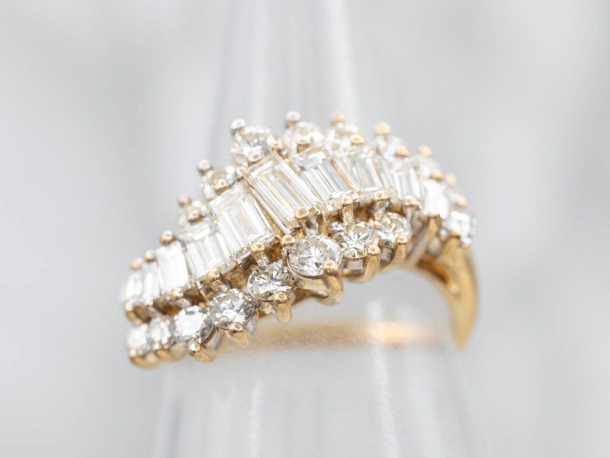 Vintage 18K-Gold Diamond Cocktail Ring