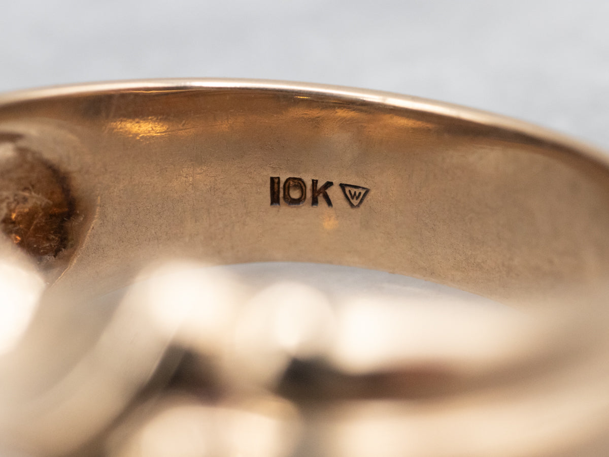 Anillo de diamantes y turmalina dravita de era retro para hombre