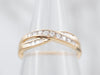 Shimmering Yellow Gold Channel Set Round and Baguette Cut Diamond Wedding Band