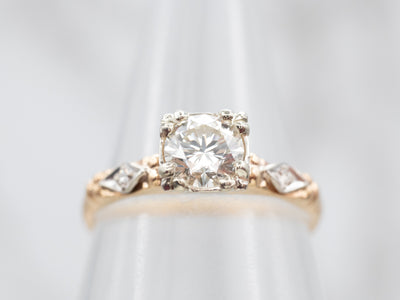Dazzling Two Tone Diamond Engagement Ring with Diamond Accents