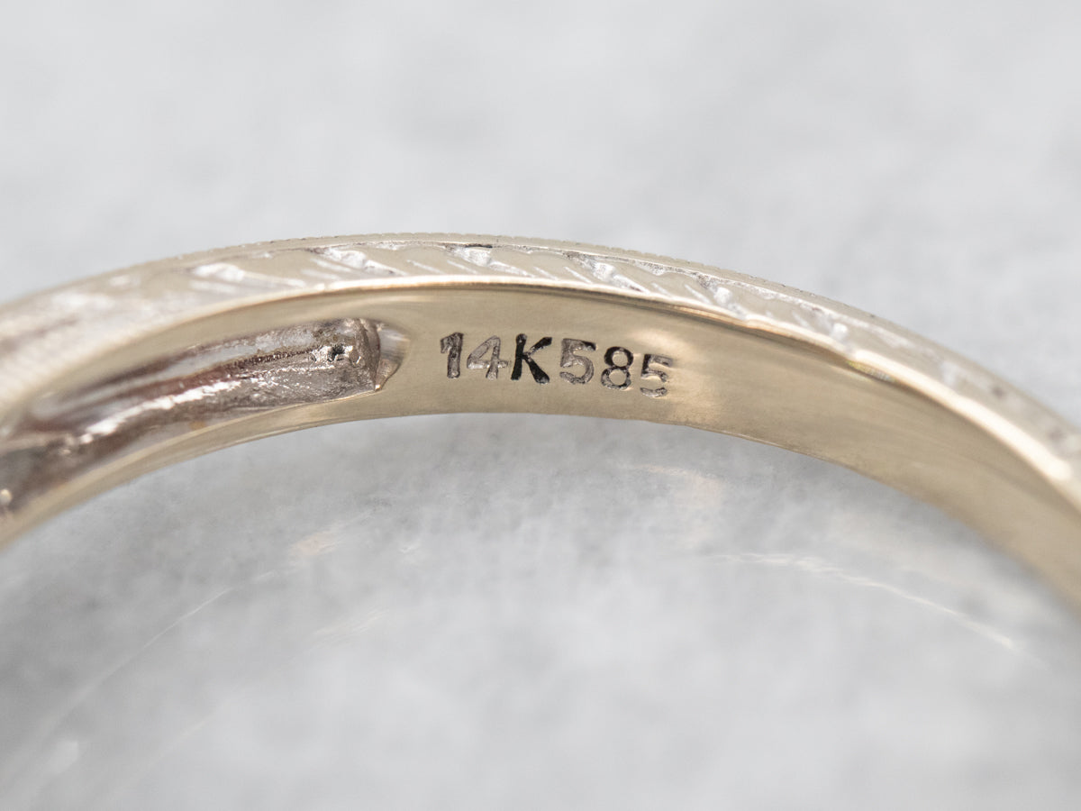 Modern Two Tone Diamond Engagement Ring with Diamond Accents