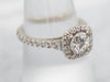 High-Quality White Gold Diamond Engagement Ring with Diamond Halo and Diamond Shoulders
