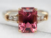 Glittering Two Tone Pink Tourmaline Ring with Diamond Accents