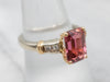 Glittering Two Tone Pink Tourmaline Ring with Diamond Accents