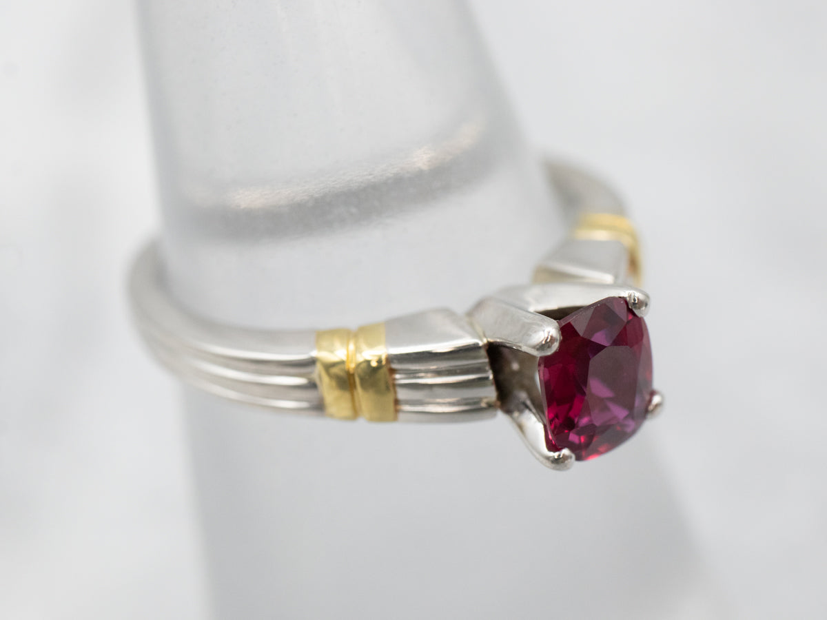 Effortless Mixed Metal Ruby Solitaire Engagement Ring