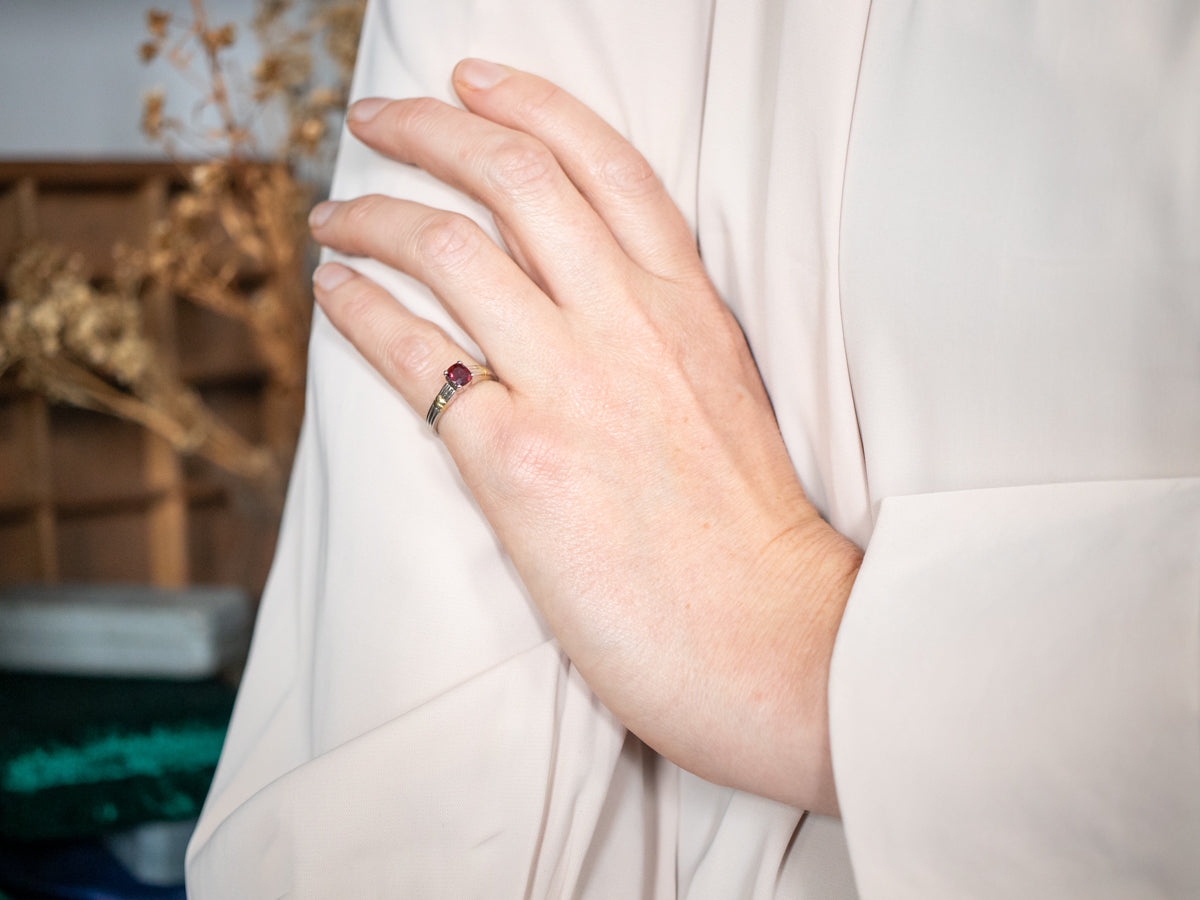 Effortless Mixed Metal Ruby Solitaire Engagement Ring