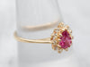 Luxurious Yellow Gold Pear Cut Pink Sapphire Ring with Diamond Halo