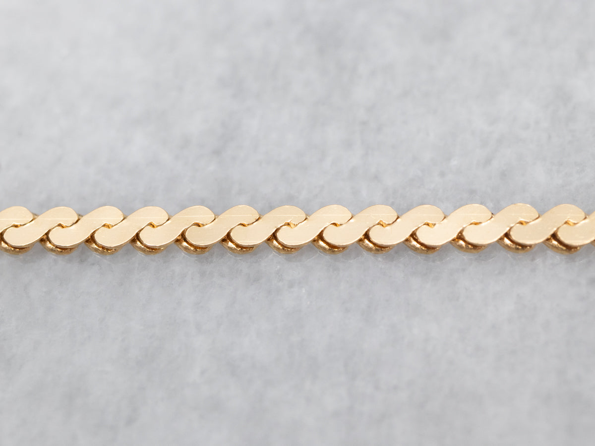 Yellow Gold Serpentine Chain with Spring Ring Clasp
