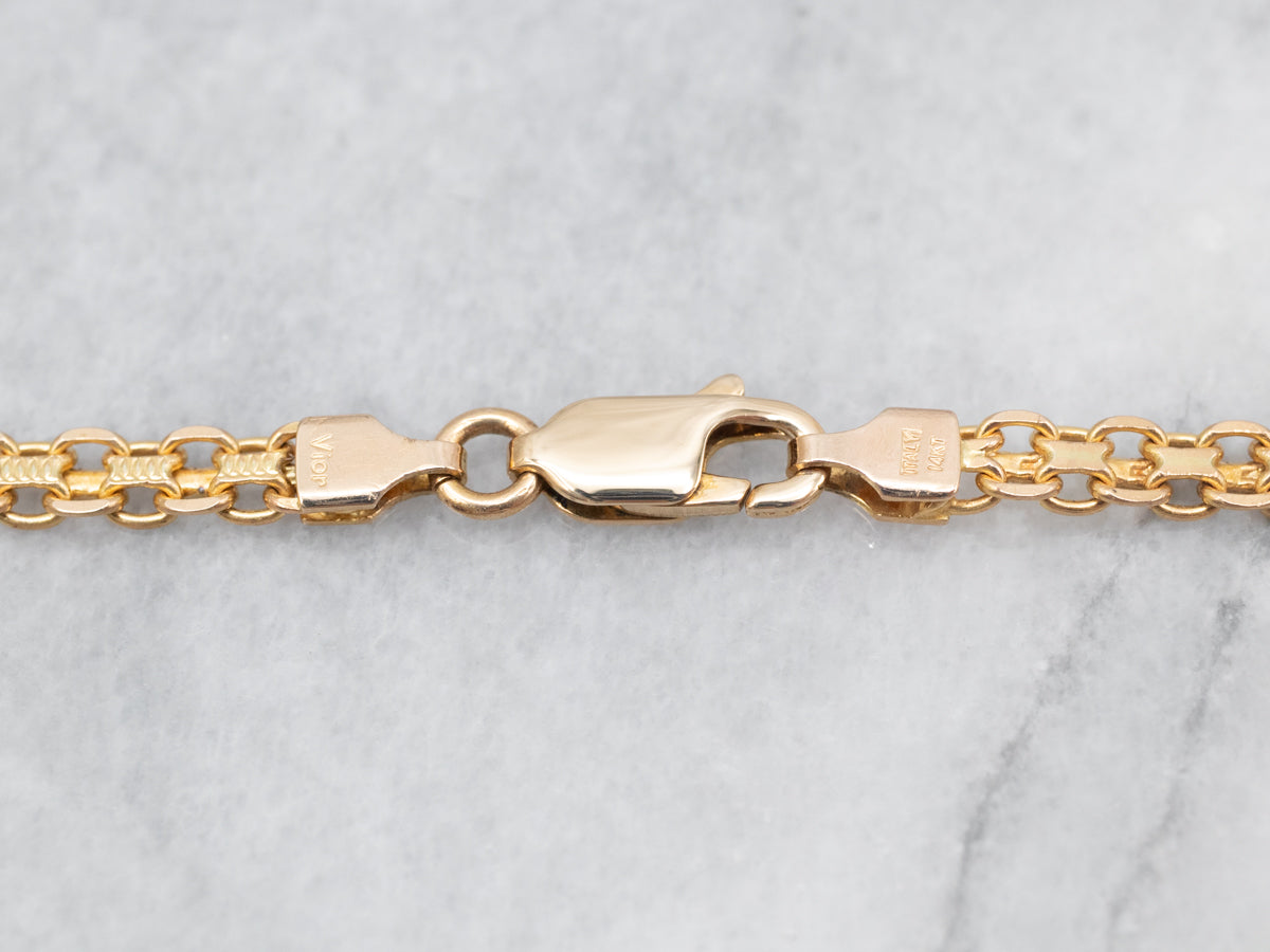 Yellow Gold Double Link Chain with Lobster Clasp
