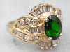 Yellow Gold Diopside and Diamond Ring