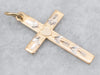 Two Tone Yellow and White Gold Cross Pendant with Heart Center