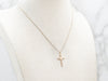 Two Tone Yellow and White Gold Cross Pendant with Heart Center