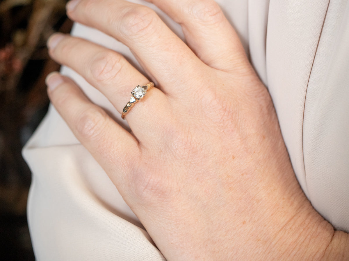 Two Tone Yellow and White Gold Diamond Solitaire Engagement Ring