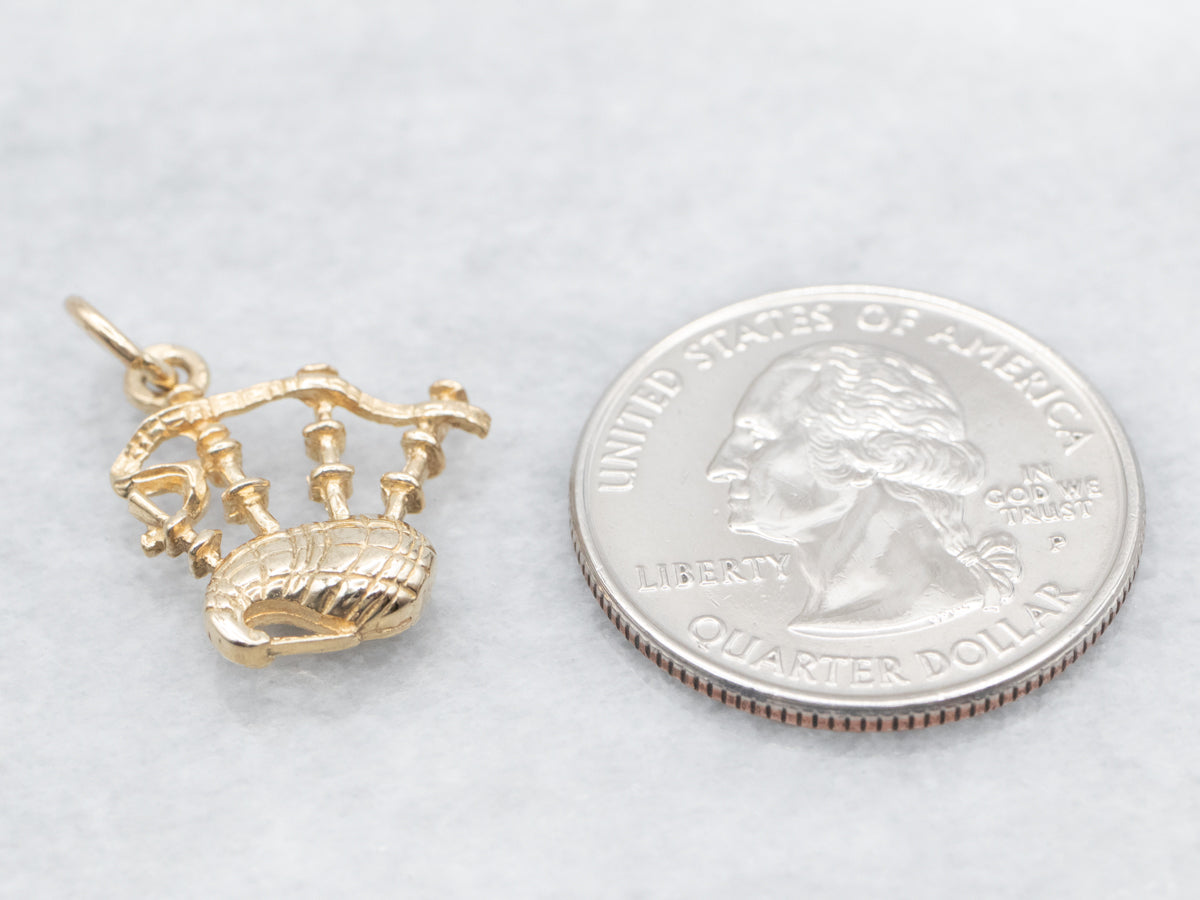 Vintage Gold Bagpipes Charm