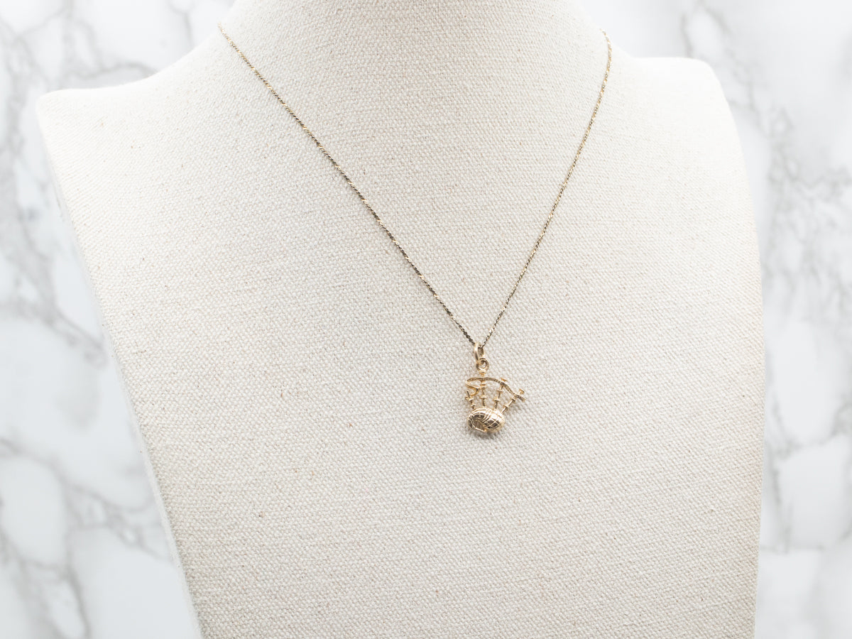 Vintage Gold Bagpipes Charm