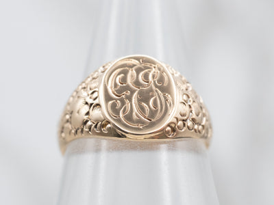Stunning Yellow Gold "GEJ" Monogrammed Signet Ring