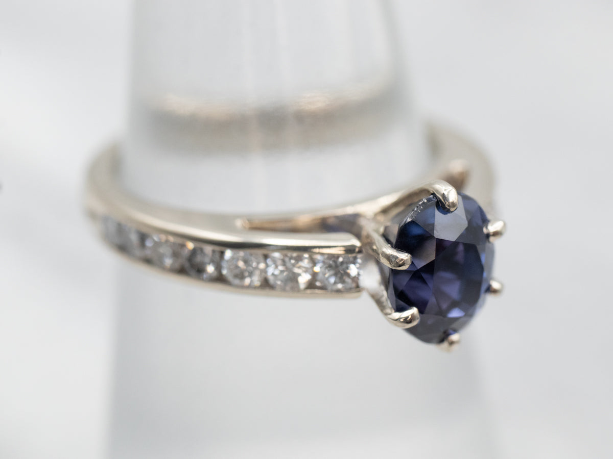 Beautiful White Gold Sapphire and Diamond Engagement Ring